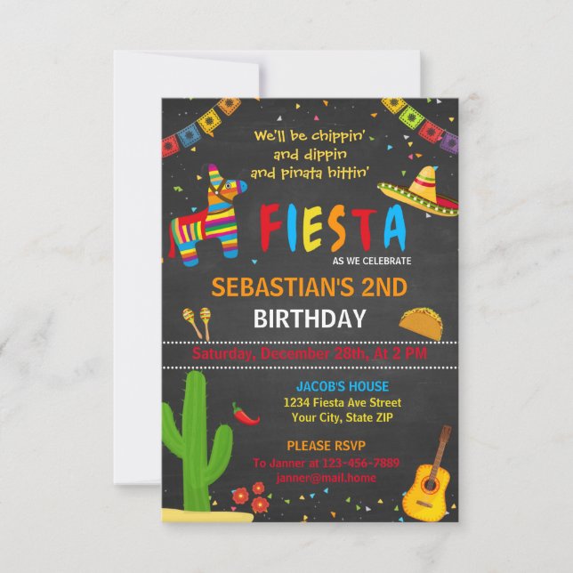 Taco Fiesta Geburtstagsfeier Einladung (Vorderseite)