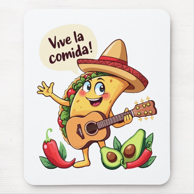 Taco Fiesta mit Gitarre und hispanischem Flair Mousepad (Vorne)