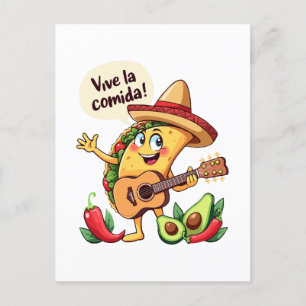 Taco Fiesta mit Gitarre und hispanischem Flair Postkarte