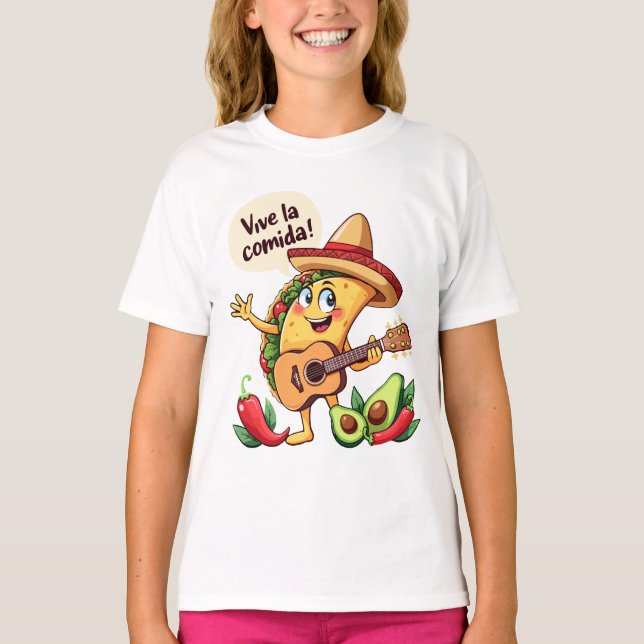Taco Fiesta mit Gitarre und hispanischem Flair T-Shirt (Vorderseite)