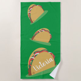Taco Floating Name Green Beach Handtuch