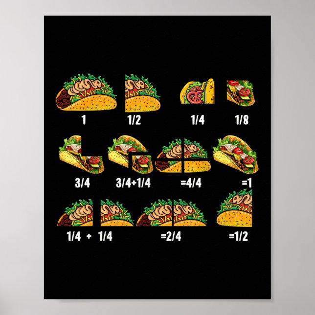 Taco Fraction Mathematiklehrer zurück zur Schule p Poster (Vorne)