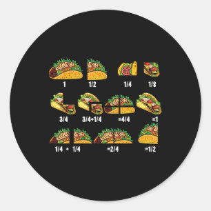 Taco Fraction Mathematiklehrer zurück zur Schule p Runder Aufkleber
