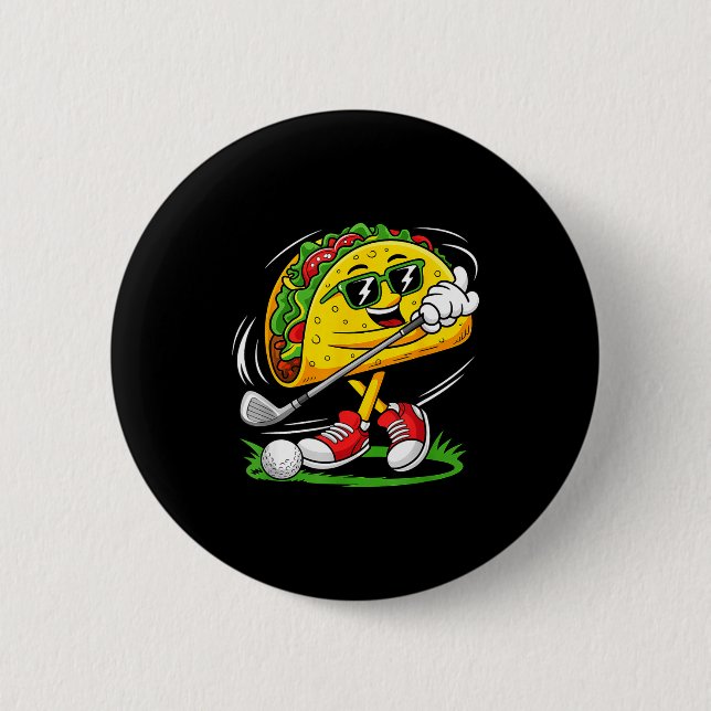 Taco-Golfer Cinco de Mayo mexikanischer Golfer Ess Button (Vorderseite)