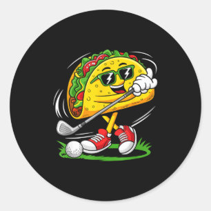 Taco-Golfer Cinco de Mayo mexikanischer Golfer Ess Runder Aufkleber