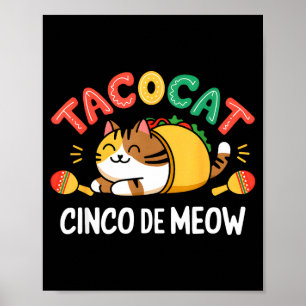 Taco-Katze-Junge cinco de meow mexikanischer cinco Poster
