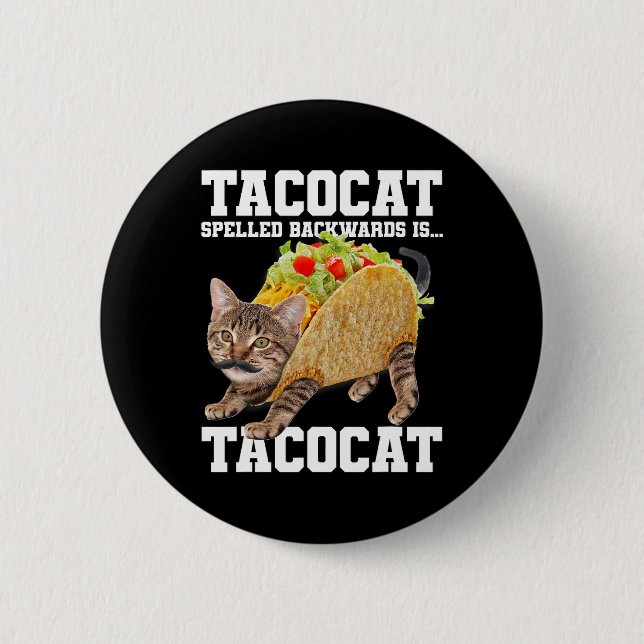 Taco Katze rückwärts geschrieben Tacocat Meme Albe Button (Vorderseite)