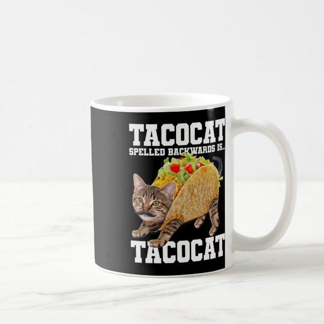 Taco Katze rückwärts geschrieben Tacocat Meme Albe Kaffeetasse (Rechts)