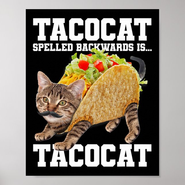 Taco Katze rückwärts geschrieben Tacocat Meme Albe Poster (Vorne)