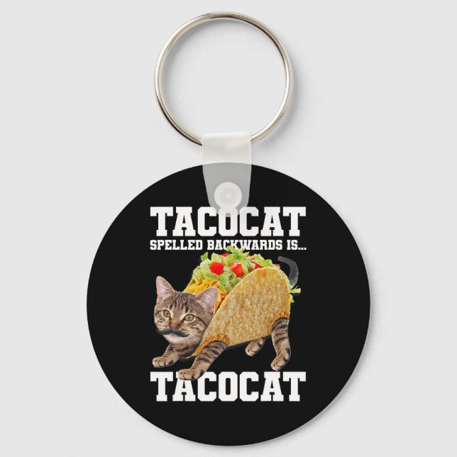 Taco Katze rückwärts geschrieben Tacocat Meme Albe Schlüsselanhänger (Vorderseite)