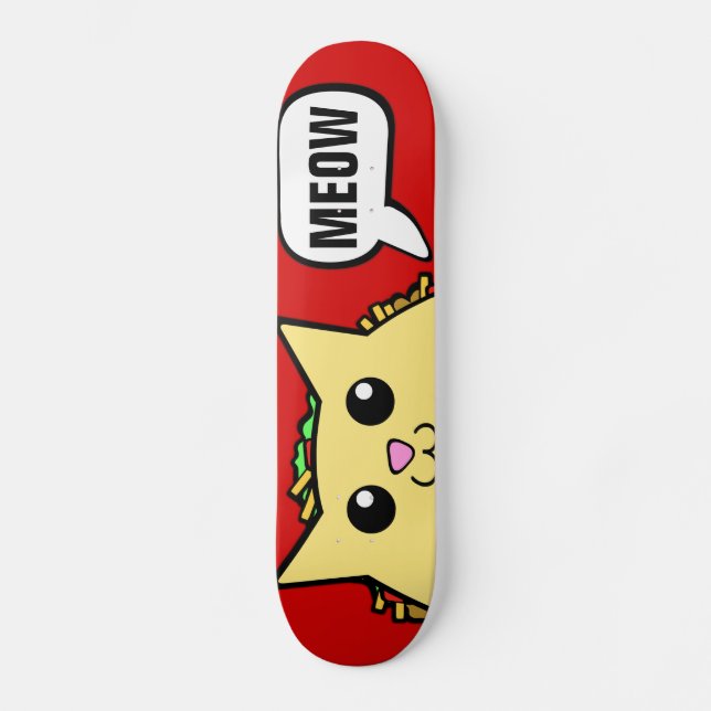 Taco-Katzemeow-Rot Skateboard (Vorderseite)