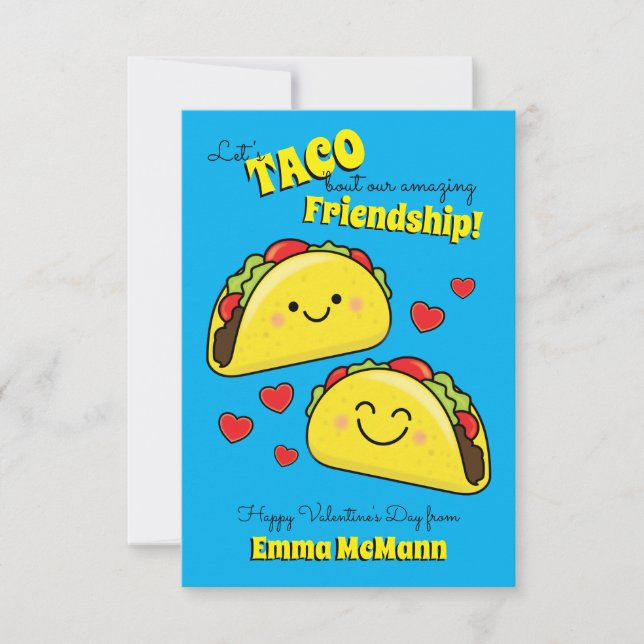 Taco Kids Classroom Valentine Freundschaftskarten Dankeskarte (Vorderseite)