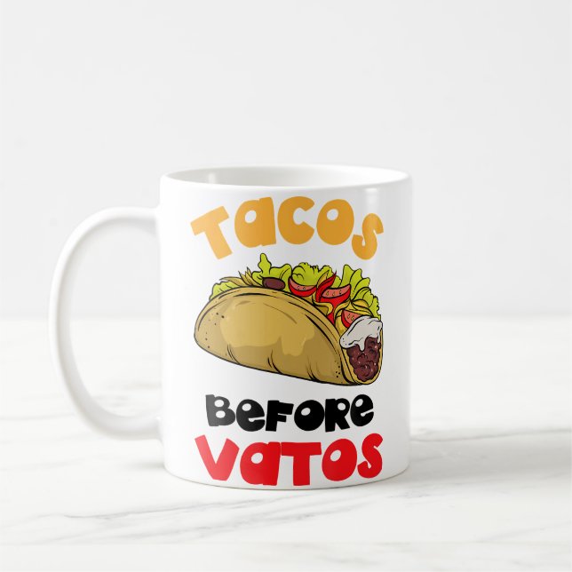 Taco-Liebhaber Tacos vor Jungs Kaffeetasse (Links)
