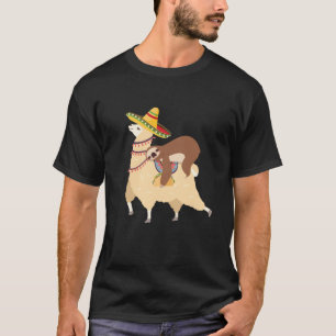 Taco Lounge Tiere Lazy Sloth Riding Lama T-Shirt