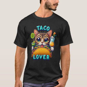 Taco Lover Katze mit erfrischendem Getränk T-Shirt