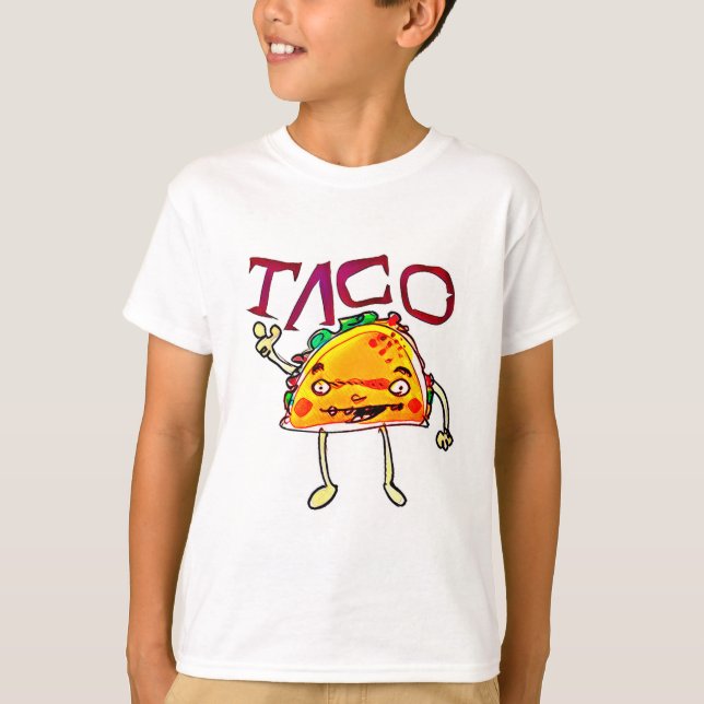 Taco-Mann Cartoon-Stil lustige Illustration T-Shirt (Vorderseite)