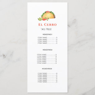 Taco Mexican Food Menu Card Menükarte