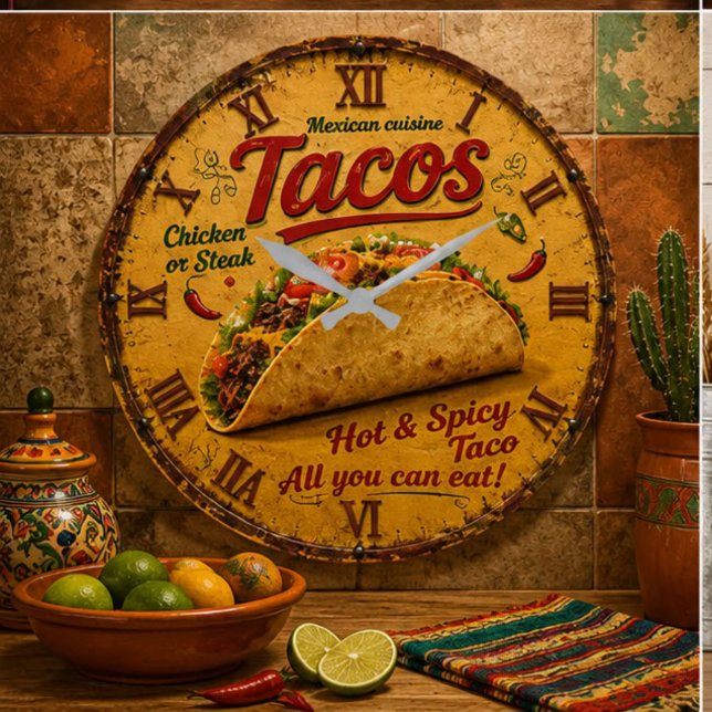 Taco Mexican Kitchen Rustic Restaurant  Große Wanduhr (Von Creator hochgeladen)