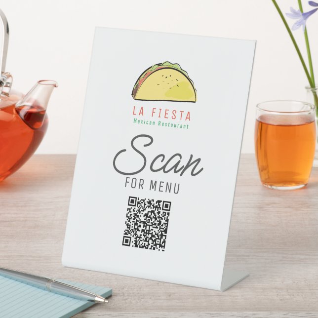 Taco Mexican Restaurant Menü Geschäft QR-Code Sockelschild (In Situ)