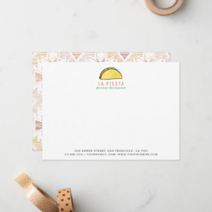 Taco-Mexikanisches Restaurant Modernes Geschäft Mitteilungskarte