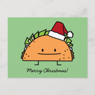 Taco mit Weihnachtsmannmütze Weihnachtsfleisch Mus Feiertagspostkarte