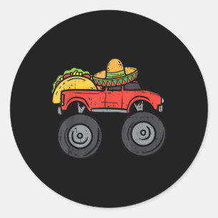Taco Monster Truck Sombrero Cinco De Mayo Mexiko Runder Aufkleber