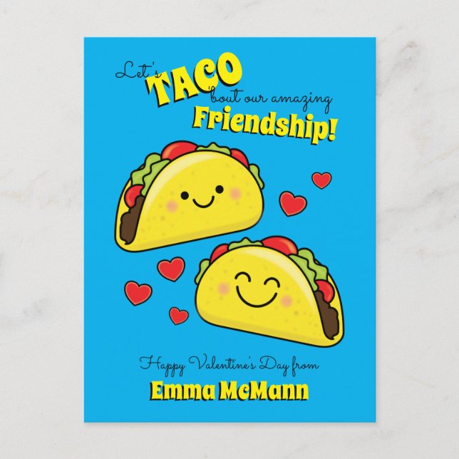 Taco Niedlich Kids Classroom Valentine Freundschaf Postkarte (Vorderseite)