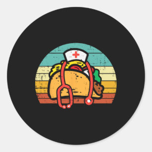 Taco Nurse Stethoscope Cinco De Mayo Nurse Women S Runder Aufkleber