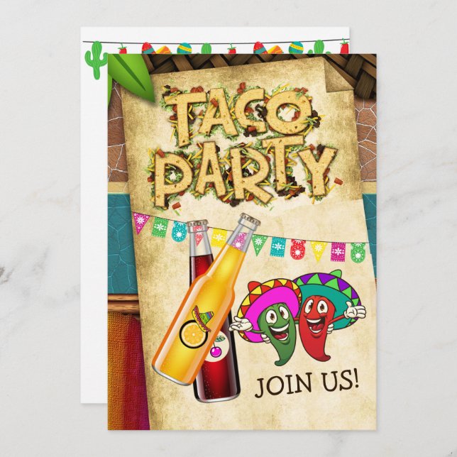 Taco Party Einladung (Vorne/Hinten)