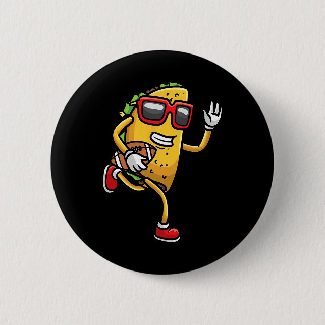 Taco Playing Football Mexican Cinco De Mayo Kinder Button (Vorderseite)
