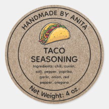 Taco Seasoning Blend Jar Label Kraft Papierstil