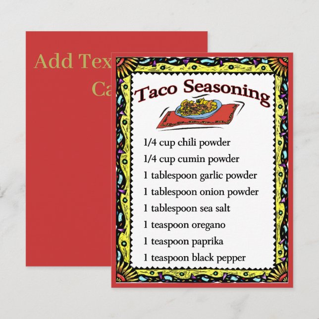 Taco Seasoning Cards, Text hinzufügen (Vorne/Hinten)
