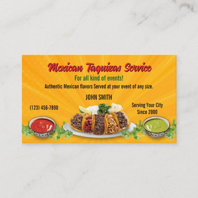 Taco Service Business Cards Visitenkarte (Vorderseite)