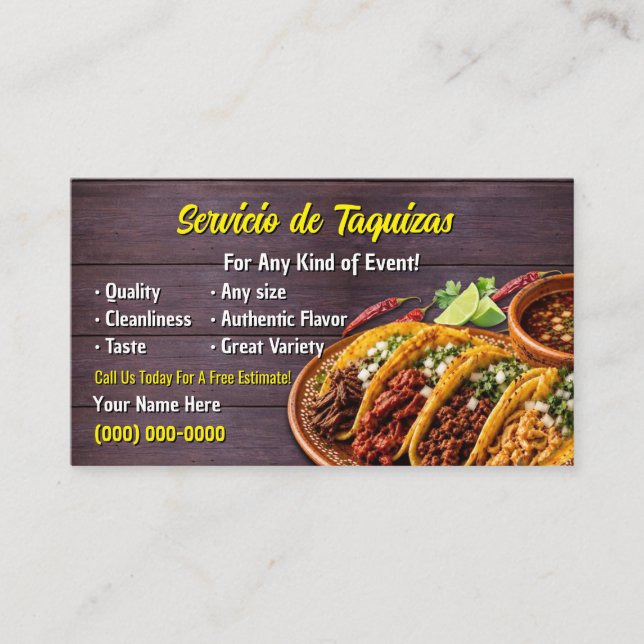 Taco-Service-Geschäftskarten Visitenkarte (Vorderseite)