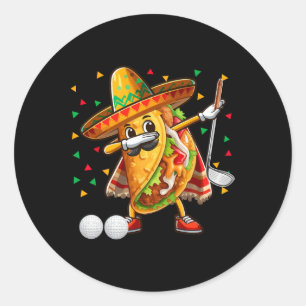 Taco spielen Golf Cinco De Mayo Player Mex Runder Aufkleber