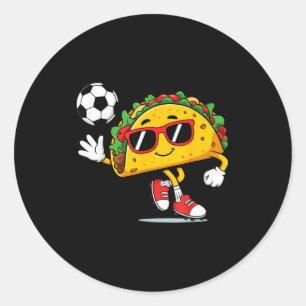 Taco spielt Fußball mexikanischer cinco de mayo So Runder Aufkleber