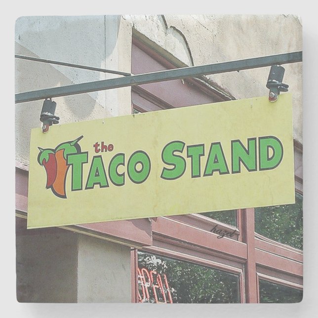 Taco Stand Athens Georgia Marmorstein Untersetzer. Steinuntersetzer (Vorderseite)