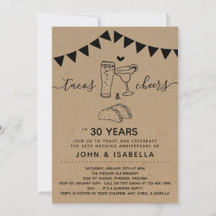 Taco Tequila Cheers & Beers Hochzeit Jubiläum Einladung