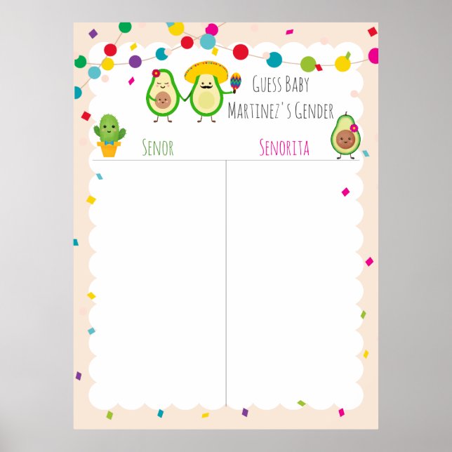 Taco Themed Baby Shower Raten Sie das Gender-Spiel Poster (Vorne)