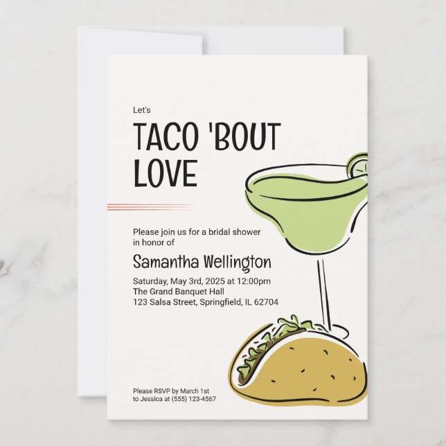 Taco Themed Brautparty Einladung (Vorderseite)