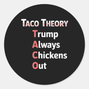 Taco-Theorie Immer Hühnchen-Tacos-Pun raus Runder Aufkleber