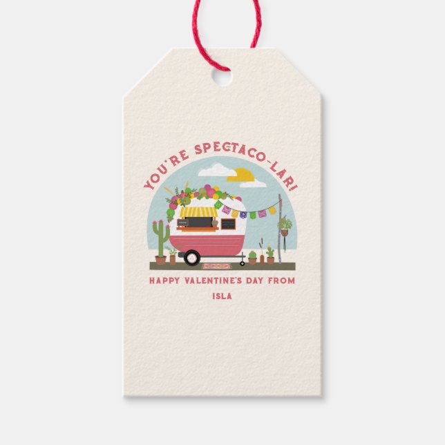 Taco Truck Pun Pink Camper Schule Valentine Geschenkanhänger (Vorderseite)