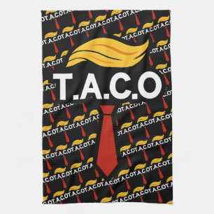 Taco Trump hält immer Hühner aus Geschirrtuch