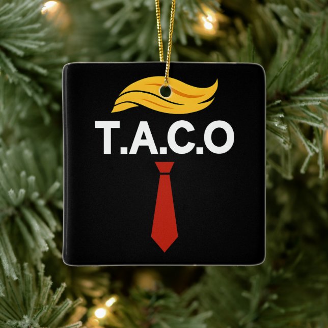 Taco Trump hält immer Hühner aus Keramikornament (Baum)