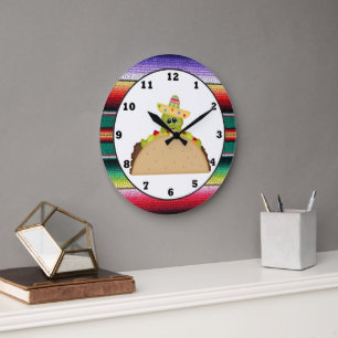 Taco Turtle cartoon Southwestern wall clock Große Wanduhr