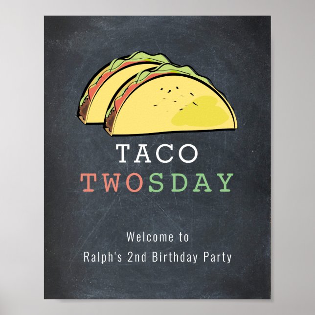 Taco Twosday Chalkboard Geburtstag Begrüßungszeich Poster (Vorne)