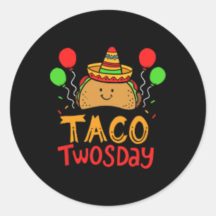 Taco Twosday Cinco De Mayo 2 Jahr Alter Junge Girl Runder Aufkleber