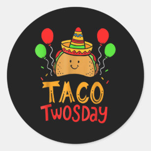 Taco Twosday Cinco De Mayo 2 Jahr Alter Junge Girl Runder Aufkleber