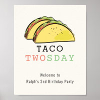 Taco Twosday Cream Birthday Willkommenszeichen