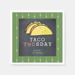 Taco Twosday Dienstag Chalkboard 2. Geburtstagspap Serviette